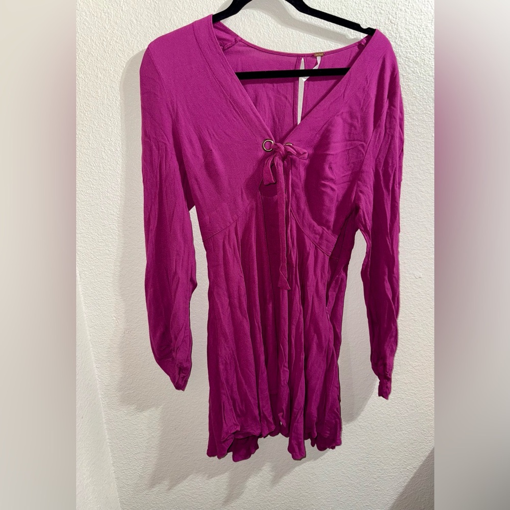 Free People Purple Fairycore Mini Dress Coquette Boho IT Girl- small - Picture 4 of 9